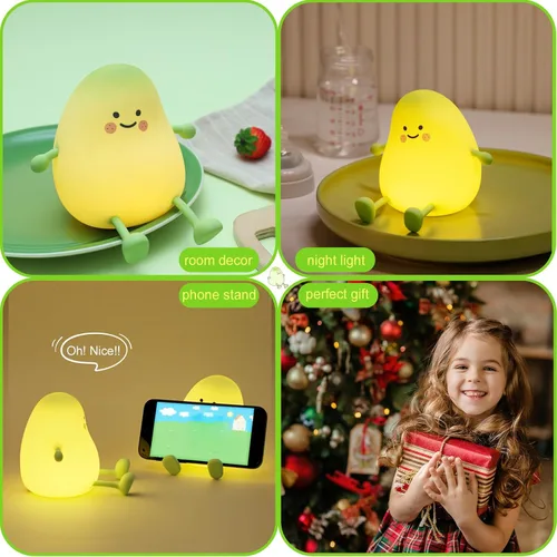 Miniatura 5 de Linda luz nocturna para niños, lámpara de sueño de mango, luz cálida, decoración de dormitorio, luz nocturna de silicona, luces nocturnas de bebé