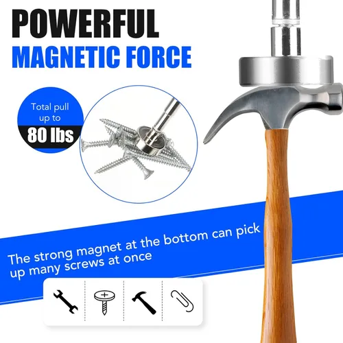 Miniatura 4 de 2 piezas de herramienta magnética telescópica con fuerza de tracción de 40 libras (18 kg), palos magnéticos telescópicos fuertes de 30 pulgadas