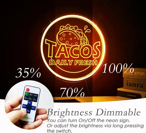 Miniatura 6 de Letrero de neón para barra de tacos, burritos, con luz LED para exhibición de negocios, restaurante mexicano, tienda, decoración de cocina, comedor