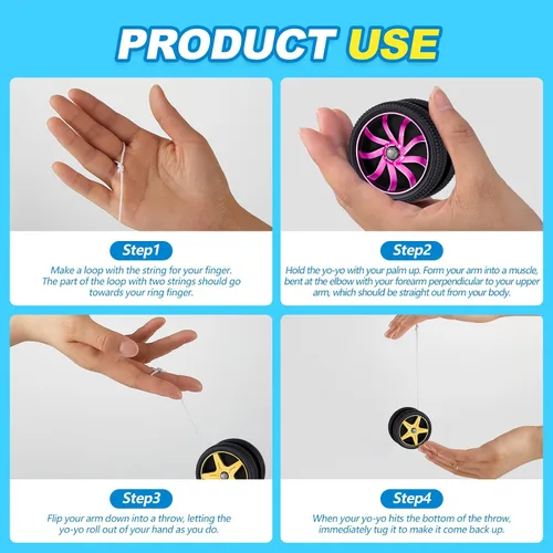 Miniatura 3 de Silipull 24 piezas de yoyos de rueda para niños, mini yoyos de plástico, regalos de fiesta de carreras para principiantes, adultos, adolescentes