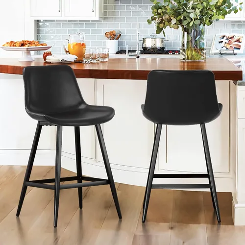 Miniatura 8 de Cozyman Taburete de bar de 24 pulgadas, taburetes de bar modernos con altura de mostrador con respaldo y reposapiés para el hogar, cocina, isla