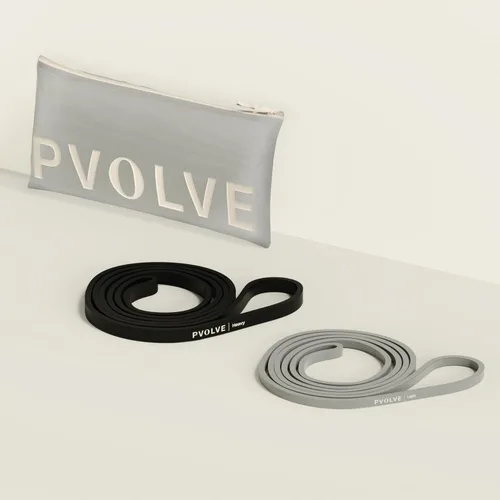 Pvolve Juego de bandas para el cuerpo: bandas de resistencia ligeras y pesadas con funda de transporte, añade hasta 35 libras de carga, fuerza y