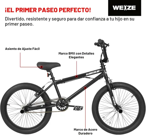 Miniatura 5 de WEIZE Freestyle BMX Bike, 20 inch Trick Bicycle for Kids, Hi-Ten Steel Frame, 360 Degree Rotor Freestyle, 4 Pegs Single Speed Teen Bike for Boys