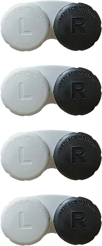Paquete de 4 fundas para lentes de contacto a prueba de fugas, estuche de contacto de viaje de color para lentes de contacto (negro)