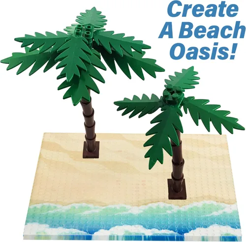 Miniatura 5 de Summer Beach - Placas base para terreno para ladrillos de construcción, juego de 2 placas de construcción grandes de 10 x 10 pulgadas, doble
