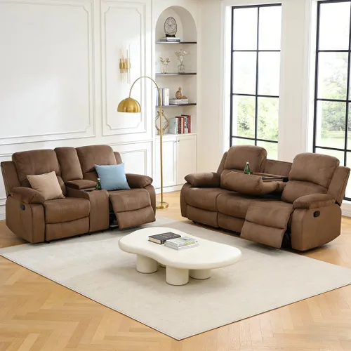 Miniatura 12 de Juego de sofá reclinable manual, juego de sofá reclinable de microfibra, juego de muebles modernos para sala de estar, sofá reclinable para sala