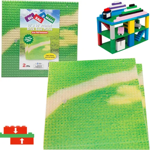 Miniatura 10 de Summer Beach - Placas base para terreno para ladrillos de construcción, juego de 2 placas de construcción grandes de 10 x 10 pulgadas, doble