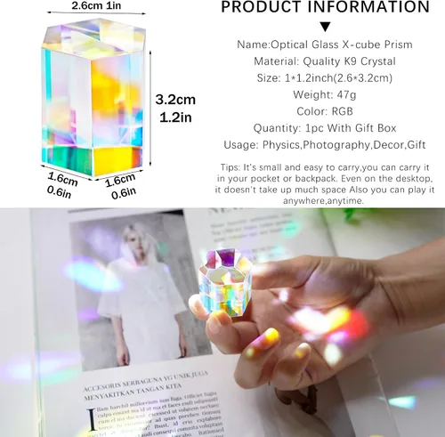 Miniatura 5 de HDCRYSTALGIFTS Prisma de dispersión RGB poliedro de vidrio óptico