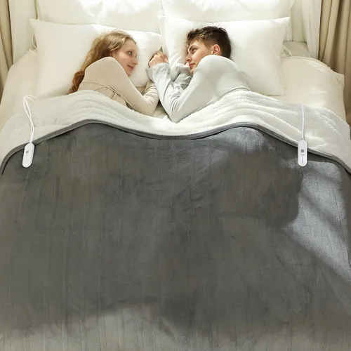 Miniatura 42 de Manta térmica eléctrica de franela Sherpa de 50 x 60 pulgadas - Manta eléctrica suave con 5 niveles de calefacción y 4 horas de apagado automático