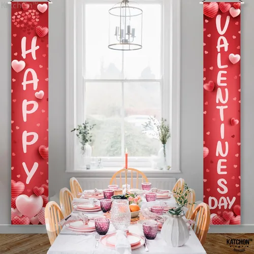 Miniatura 8 de KatchOn, Cartel de feliz día de San Valentín – XL, 72 x 12 pulgadas Cartel de puerta de San Valentín para decoraciones de feliz día de San