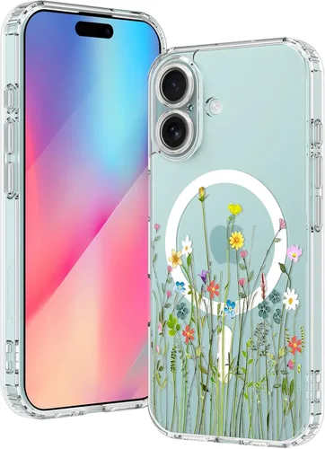 Miniatura 9 de OOK Magnetic for iPhone 17 Case Clear Pretty Flower Girls Women [Not Yellowing][Screen Protector] [ MagSafe Compatible] with Full Camera Lens