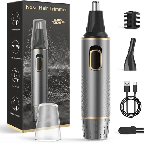XOOMRSCP Recortadora de pelo de nariz para hombres, recortadora de pelo recargable 2 en 1, sin dolor, multifuncional, para orejas y nariz, con Gris