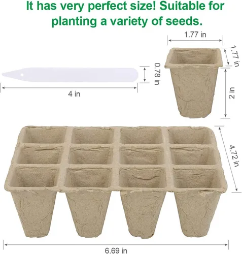 Miniatura 2 de Paquete de 10 bandejas de iniciación de semillas, 120 celdas de germinación orgánica, bandejas de semillas de germinación orgánica, kit de cultivo