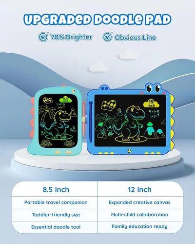 Miniatura 3 de ORSEN Tableta LCD de 12 pulgadas para garabatear, tablero de dibujo de dinosaurio verde para niños de 3 a 6 años, regalos de Navidad y cumpleaños