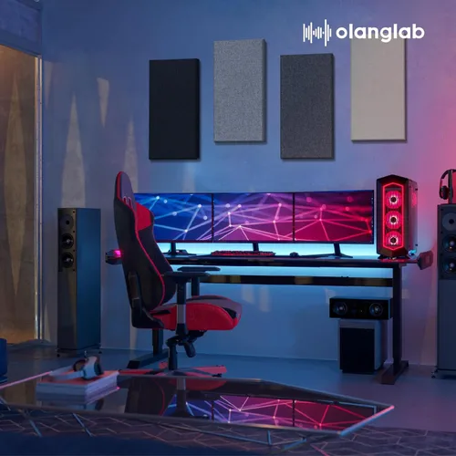 Miniatura 8 de Olanglab Paneles de pared acústicos de fibra de vidrio, paquete de 4, paneles de sonido de 11.8 x 23.6 pulgadas, paneles de prueba de sonido