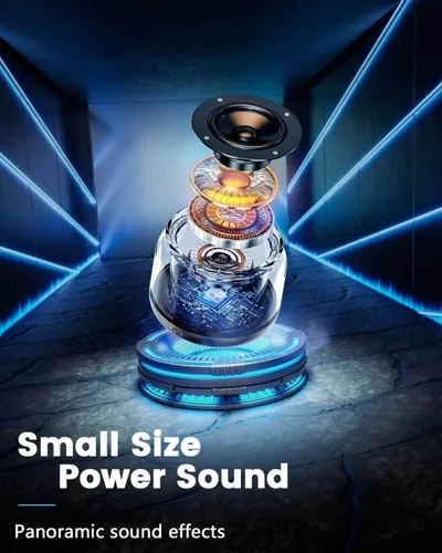 Miniatura 2 de LENRUE - Altavoces Bluetooth portátiles con luces de colores, sonido fuerte, pequeño altavoz Bluetooth con emparejamiento estéreo inalámbrico, mini