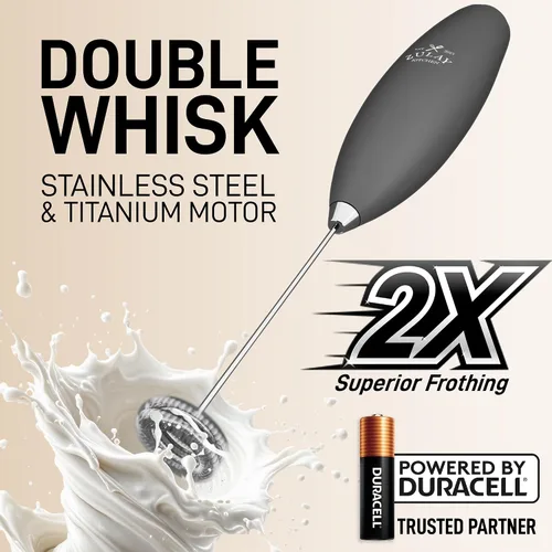 Miniatura 190 de Zulay Milk Boss Espumador de leche potente manual, hace espuma para latte, batidor para mezclar bebidas, café, miniespumador para capuchino, frappé
