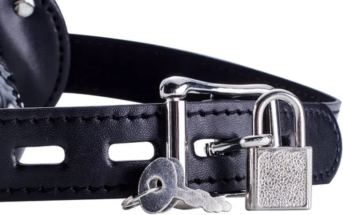 Miniatura 7 de YiFeng Consolador con cerradura Pene Boca Mordaza con bloqueo Bondage Correa de cuero en BDSM Juguete sexual para adultos (Largo)