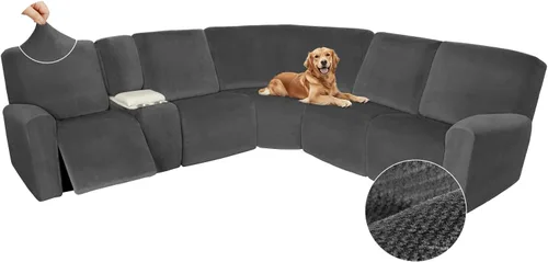 Miniatura 309 de Arfntevss Fundas de sofá seccional reclinable de terciopelo, Funda de sofá seccional de esquina para sofá reclinable, Funda elástica suave