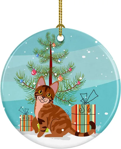 Miniatura 6 de Caroline's Treasures Árbol de Navidad de gato asiático, adorno de cerámica para colgar en el árbol de Navidad, decoración para el hogar, Navidad