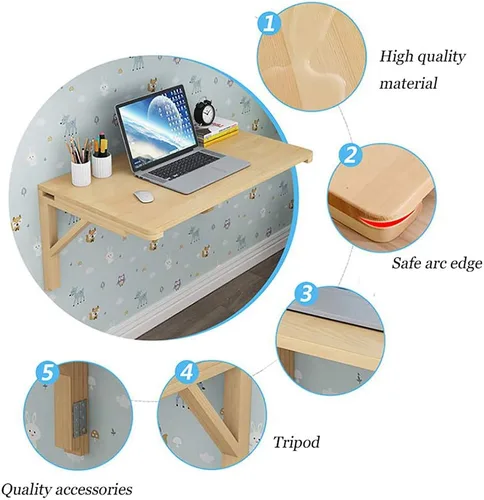 Miniatura 4 de Mesa de comedor de pared, plegable y flotante, con hoja de gota para colgar pequeño espacio para el hogar/la oficina/la cocina y el comedor