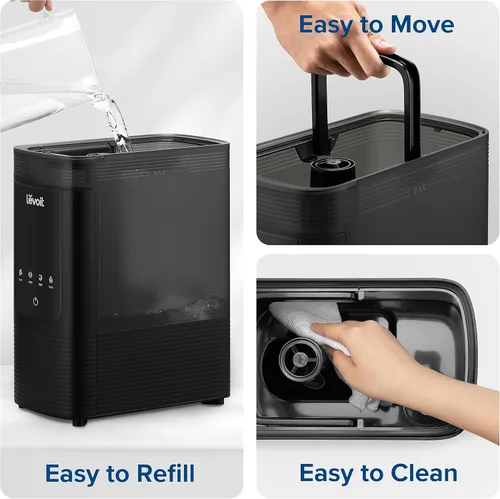 Miniatura 29 de LEVOIT Humidificadores evaporativos para dormitorio de bebé, filtros dobles de aire y agua, sensor separado, sin luz azul para luz nocturna de Blanco