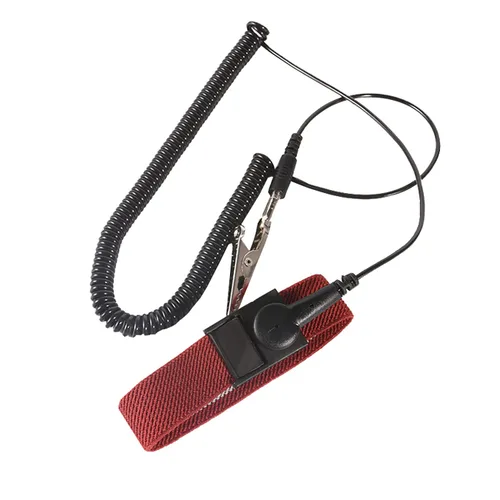 Miniatura 5 de Correa de muñeca antiestática con cable de conexión a tierra ESD Pulsera antiestática ajustable cuerda en espiral pulsera anti choque (1)