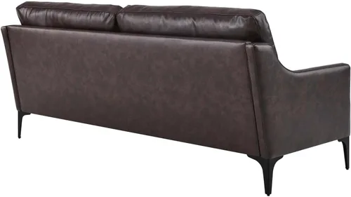 Miniatura 7 de Modway Sofá Corland de cuero y metal de estilo moderno en acabado marrón