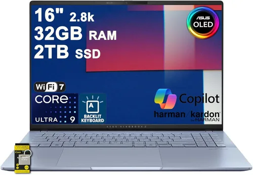 Miniatura 10 de ASUS Vivobook S16 AI PC Laptop 16" 2.8k OLED 120Hz (600nits, 100% DCI-P3) Intel 16-core Ultra 9 285H 32GB RAM 1TB SSD retroiluminado para Creator
