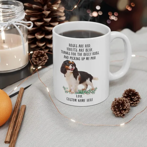 Miniatura 4 de Regalos divertidos para los amantes de las mascotas, Cavalier King Charles Spaniel Tri Color Nombre Personalizado Roses Are Red Violets Are Blue Dog