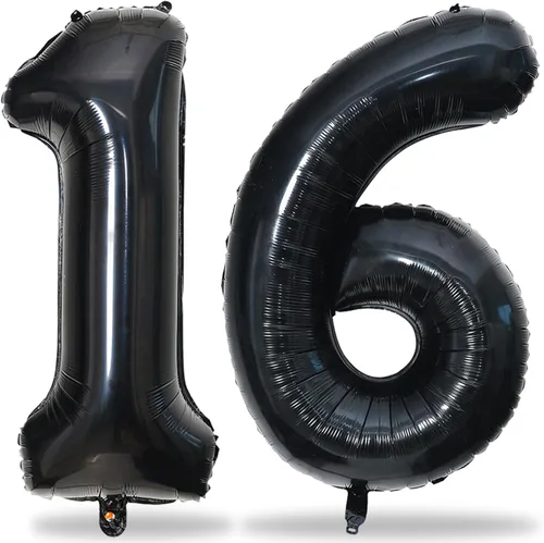 Miniatura 85 de Globos de oro rosa para cumpleaños número 16 para niñas, 40 pulgadas de gran tamaño, globos de lámina de mylar con el número 1 y 6, autoinflables