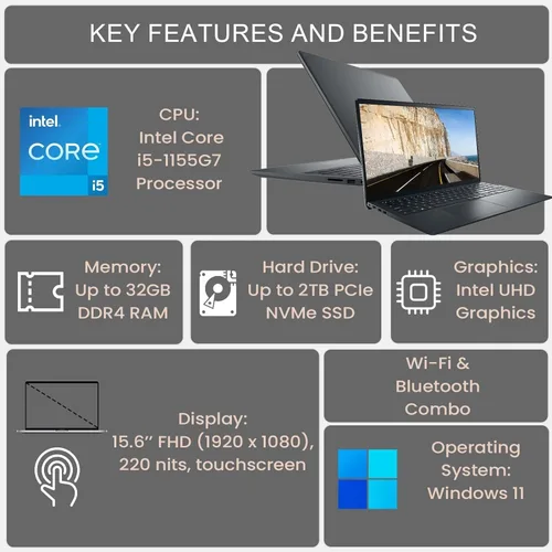 Miniatura 2 de DELL Inspiron 15 3000 3520 - Computadora portátil de negocios con pantalla táctil FHD de 15.6 pulgadas, Intel de 4 núcleos de 11ª