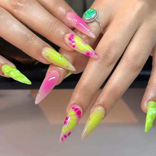 Miniatura 12 de Uñas postizas largas a presión con forma de almendra, uñas postizas acrílicas de color sólido con diseño de espejo de lujo, uñas artificiales
