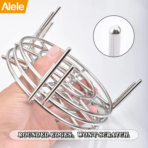 Miniatura 13 de Estante de vapor Trivet de acero inoxidable Estante de vapor olla a presión eléctrica Soporte de estante de vapor de 6 pulgadas de diámetro, paquete