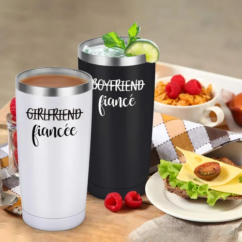 Miniatura 8 de Regalos de compromiso para parejas, juego de vasos de viaje para novio y novia, ideas de aniversario de compromiso para parejas, prometidos