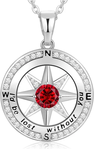 Miniatura 42 de Peeshow Collar para mujer, brújula, piedra natal, joyería de cumpleaños, aniversario, ideas para su novia, regalo romántico de amor en Navidad, día