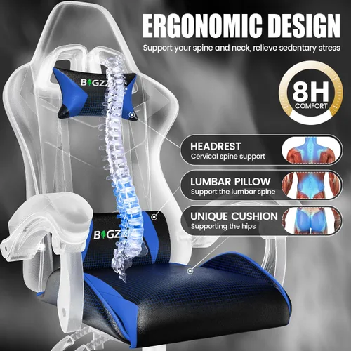 Miniatura 4 de Silla de juegos Bigzzia, silla de juego de computadora con soporte lumbar, sillas de videojuegos cómodas para adultos y niños, silla de jugador
