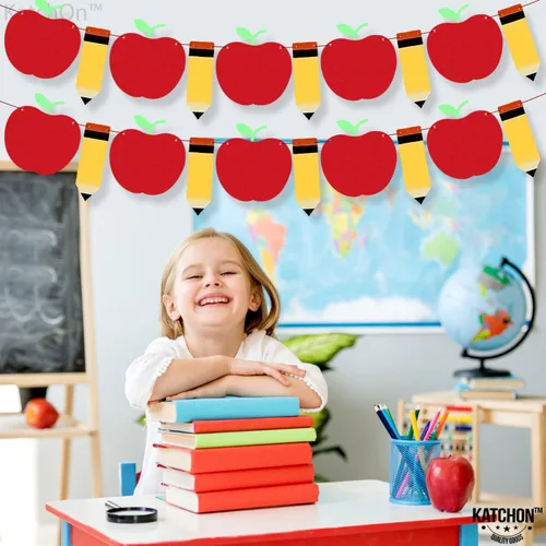 Miniatura 8 de KatchOn, Cartel de fieltro de manzana con lápiz para decoraciones de regreso a clases, paquete de 2, grande, 10 pies, sin bricolaje, cartel