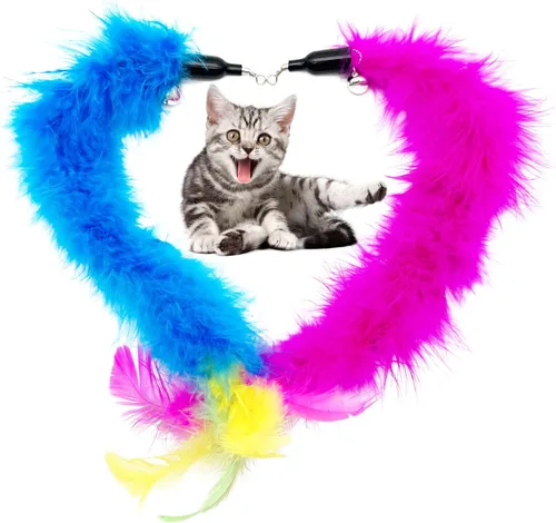 Miniatura 6 de Recambio de juguetes de plumas para gatos, 16 piezas de repuesto para gatos de interior 16 piezas de repuestos de juguete de plumas de gato