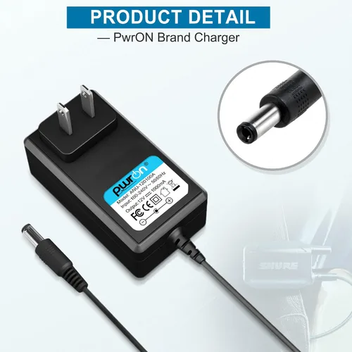 Miniatura 2 de Adaptador de CA compatible de 12 V para Shure SLX4 PGX4 BLX4 BLX88 BLX4R GLXD6 UABiasT PG4 PGX4 PGXD4 SLX4L P2T FP33 Receptores inalámbricos Cable