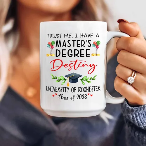 Miniatura 5 de Taza de viaje de graduación personalizada, Trust Me I Have A Master's Degree Destiny - Taza de café blanca, taza de café de graduación de 11 onzas