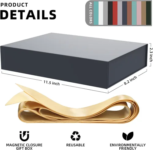 Miniatura 2 de Caja de regalo de 11.5 x 8.2 x 2.3 pulgadas, cajas de regalo para regalos de cierre magnético, cajas de regalo con tapas para regalos de cumpleaños