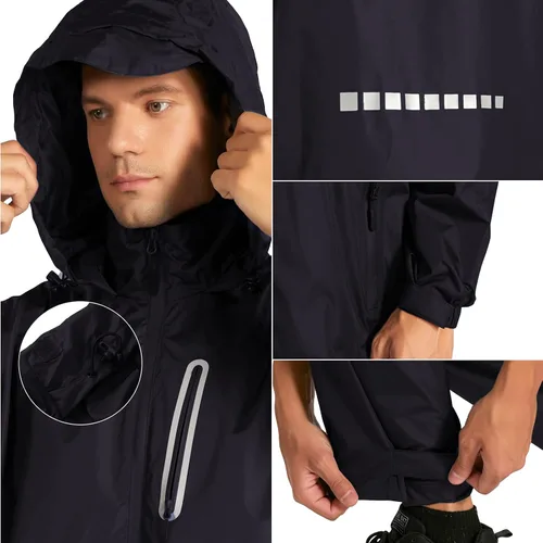 Miniatura 5 de Men's 2pc Rain Jacket Adjustable Watertight Rain Suit Lightweight Breathable Outdoor Raincoats