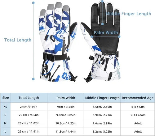 Miniatura 3 de Zando Guantes de nieve para niños y niñas, guantes impermeables de invierno para mujeres y hombres, guantes de esquí para niños, guantes cálidos