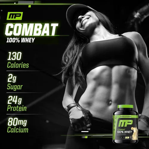 Miniatura 4 de MusclePharm Combat 100% proteína de suero en polvo, sabor a leche de plátano, recuperación rápida y ganancia muscular con aislado de proteína