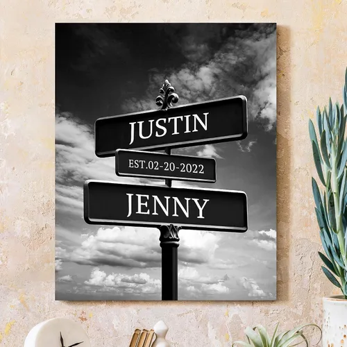 Miniatura 14 de CP CANVASPATH Nombre y fecha de pareja en la playa, impresiones en lienzo personalizadas, regalo de amor para aniversario, boda, cumpleaños y Arte