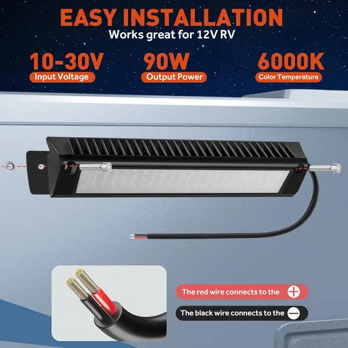 Miniatura 8 de Luz LED para porche exterior de casa rodante, impermeable, 10-30 V CC, baja corriente, accesorio de iluminación de 13 pulgadas, 90 W, 2800 lúmenes