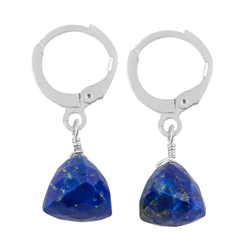 Miniatura 23 de Aretes de aro de cristal afganita natural Piedras afganas de alto grado Aretes chapados en plata Gota lisa Joyas de piedras preciosas hechas