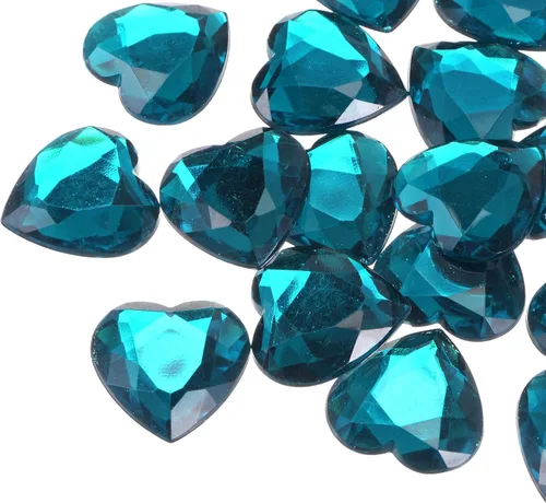Miniatura 28 de MECCANIXITY 20 piezas de diamantes de imitación acrílicos de corazón de 0.787 pulgadas (0.787 in) con parte trasera plana, gemas de plástico