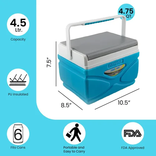 Miniatura 3 de Enfriador de pícnic – Enfriador duro de 4.5 litros – Coolbox mantiene el contenido fresco durante 48 horas – Enfriador exterior sin BPA – Enfriador